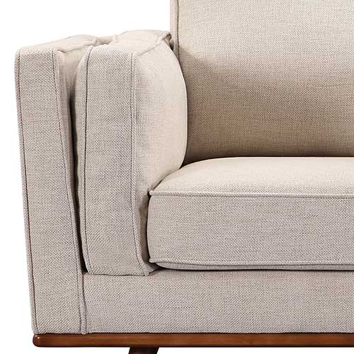 3+2+1 Beige Fabric Lounge Set with Wooden Frame – image 4