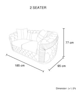 Melbournians 2 Seater Velvet Sofa with Gold Trim - Image 4