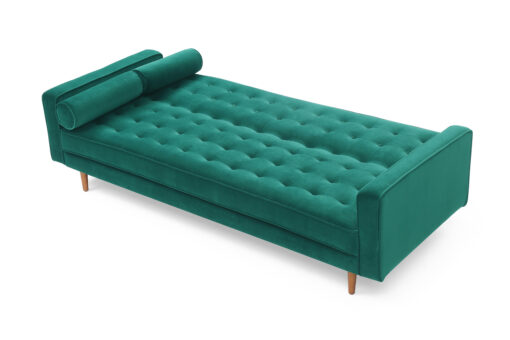 3 Seater Green Velvet Sofa Bed with Button Tufting – image 2