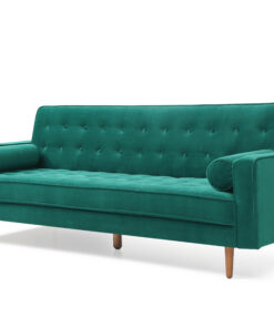 3 Seater Green Velvet Sofa Bed with Button Tufting - Image 3