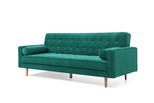 3 Seater Green Velvet Sofa Bed with Button Tufting – image 3