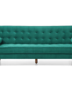 3 Seater Green Velvet Sofa Bed with Button Tufting - Image 4