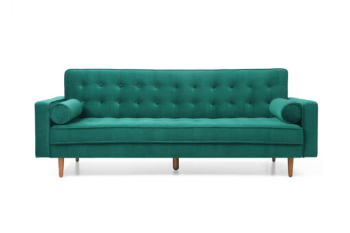 3 Seater Green Velvet Sofa Bed with Button Tufting – image 4