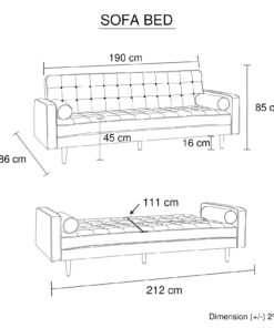 3 Seater Green Velvet Sofa Bed with Button Tufting - Image 6