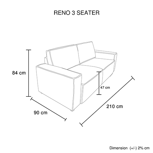 Melbournians Reno 3 Seater Sofa with Knock-Down Arms – image 6