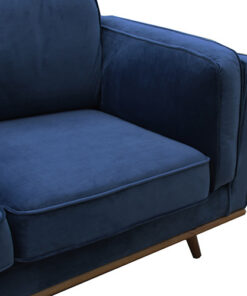 3 Seater Soft Blue Velvet Sofa with Wooden Frame - Image 3