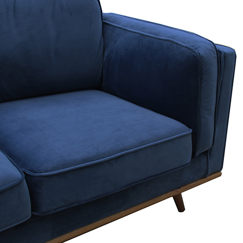 3 Seater Soft Blue Velvet Sofa with Wooden Frame – image 3