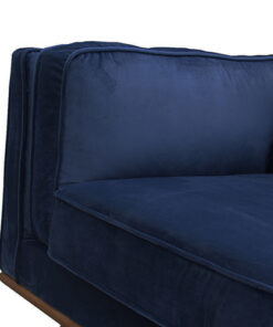 3 Seater Soft Blue Velvet Sofa with Wooden Frame - Image 4