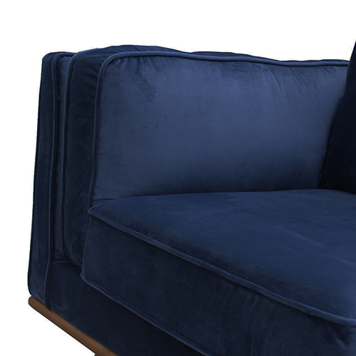 3 Seater Soft Blue Velvet Sofa with Wooden Frame – image 4
