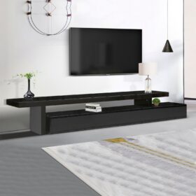 Extendable Glossy Black TV Cabinet with 3 Drawers – image 1