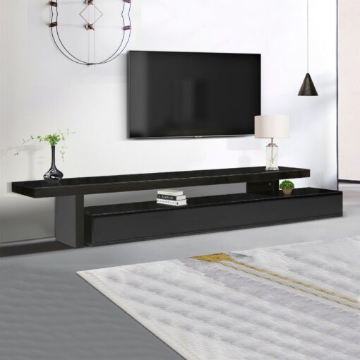 Extendable Glossy Black TV Cabinet with 3 Drawers – image 1