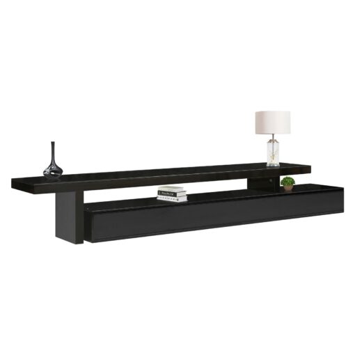 Extendable Glossy Black TV Cabinet with 3 Drawers – image 2