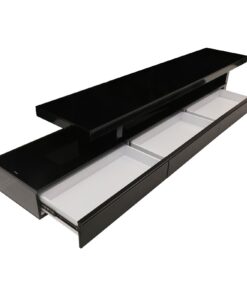 Extendable Glossy Black TV Cabinet with 3 Drawers - Image 4