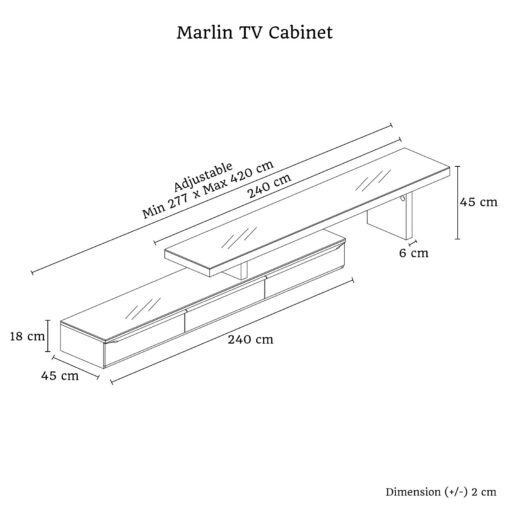 Extendable Glossy Black TV Cabinet with 3 Drawers – image 7
