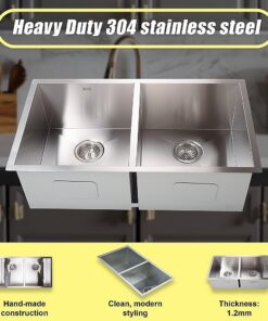 Brienz Handmade Double Sink in 304 Stainless Steel - Image 6
