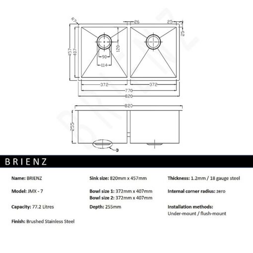 Brienz Handmade Double Sink in 304 Stainless Steel – image 11