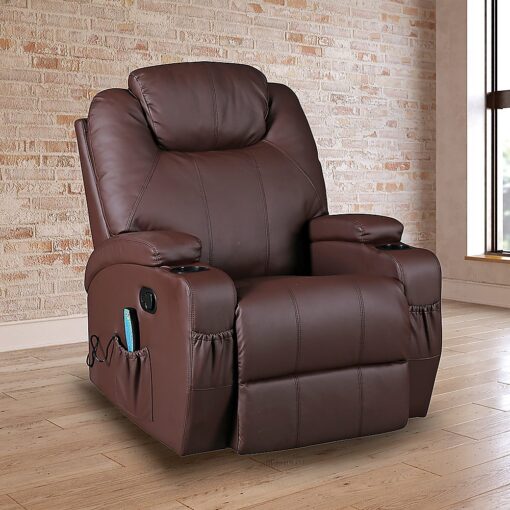 Palermo Brown Massage Recliner Chair with 8 Point Heat – image 2