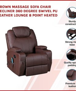 Palermo Brown Massage Recliner Chair with 8 Point Heat - Image 3