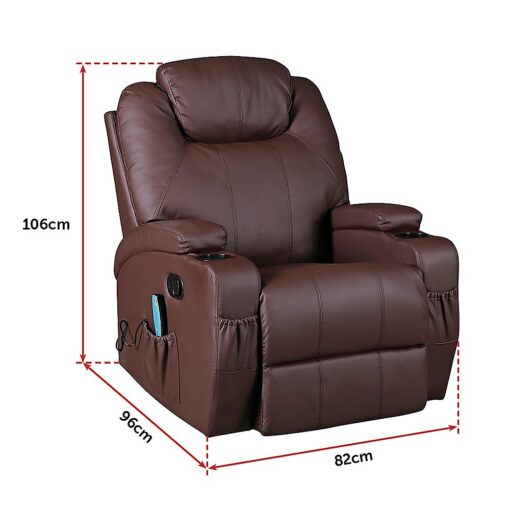 Palermo Brown Massage Recliner Chair with 8 Point Heat – image 8