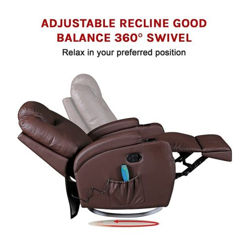 Palermo Brown Massage Recliner Chair with 8 Point Heat – image 7