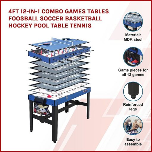 Randy & Travis 12-in-1 Games Table with Air Hockey – image 3