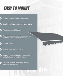 Bariloche Motorised Folding Arm Awning 3 x 2.5m - Image 11