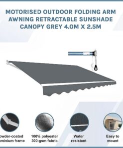 Bariloche Motorised Folding Arm Awning 4m Grey - Image 3
