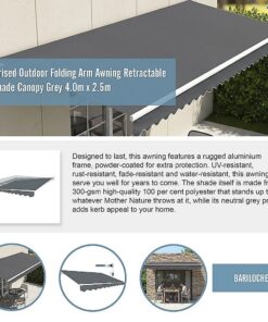 Bariloche Motorised Folding Arm Awning 4m Grey - Image 10