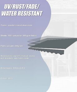Bariloche Motorised Folding Arm Awning 4m Grey - Image 11