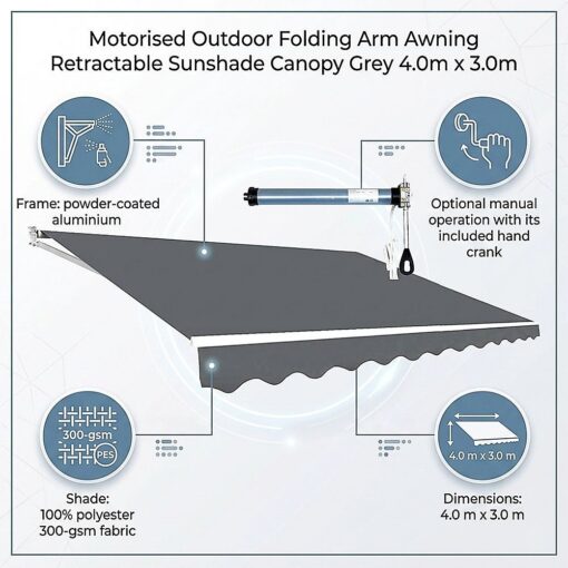 Bariloche Motorised Folding Arm Awning 4 x 3m – image 9