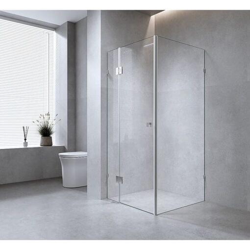 Della Francesca Frameless Shower Screen with Gold Hardware – image 2