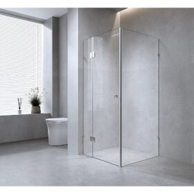 Della Francesca 110 x 110cm Gold Frameless Shower Screen – image 1