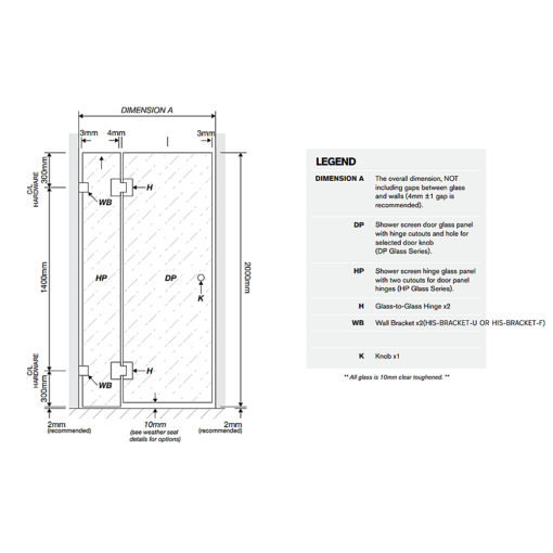 Della Francesca Corner Shower Screen Gold F-Brackets – image 6