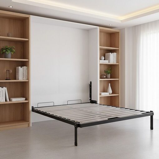 V63-953701-00.jpg Palermo Double Wall Bed, White Gloss Cabinet – image 1