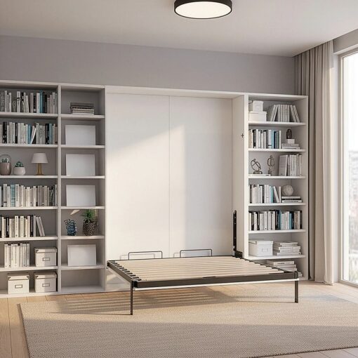 Palermo Double Wall Bed, White Gloss Cabinet – image 9