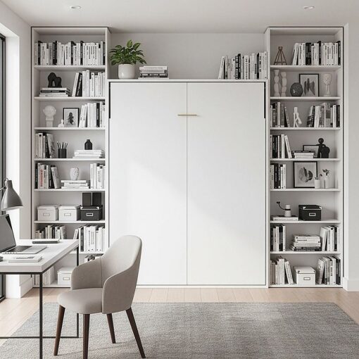 Palermo Double Wall Bed, White Gloss Cabinet – image 12