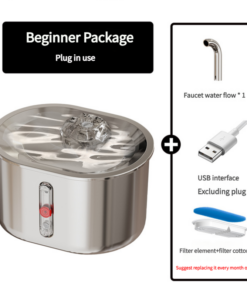 Elosung Stainless Steel Cat Water Fountain Faucet Flow - Image 1