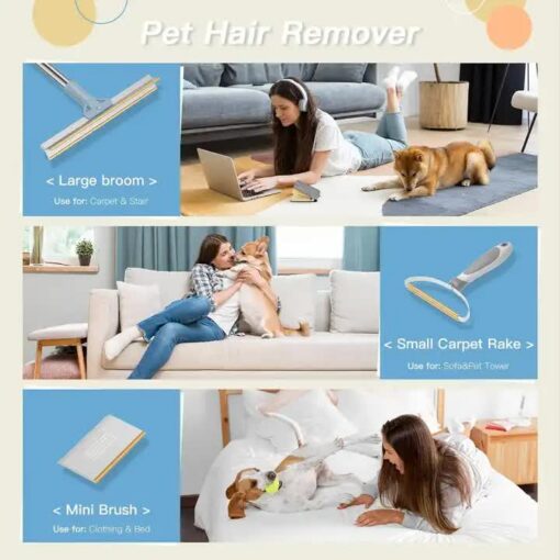 Elosung Pet Hair Removal Set with Extendable Sweeper – image 3