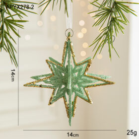 Elosung 5 Piece Green Glitter Star Ornaments – image 1