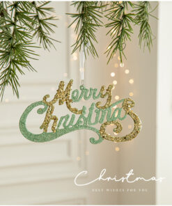 Elosung Green Gold Glitter Christmas Ornament Set - Image 3