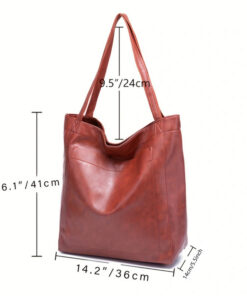 Elosung Black PU Leather Tote Bag - Image 5