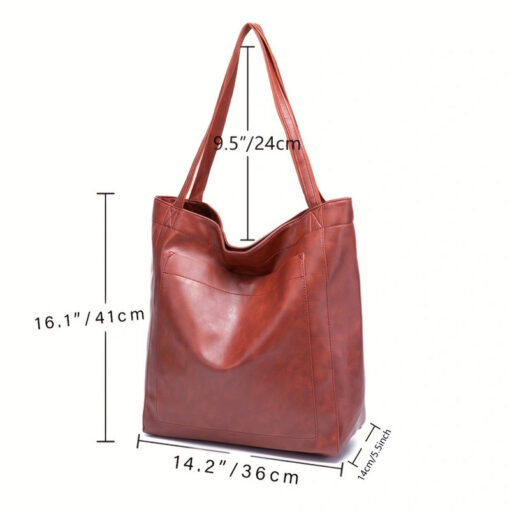 Elosung Black PU Leather Tote Bag – image 5