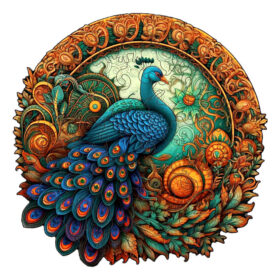 Elosung Round Peacock Wooden Puzzle – image 1