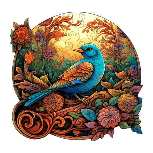 V888-ELOSUNG10973-206023-00.jpg Elosung Round Wooden Bluebird Puzzle – image 1