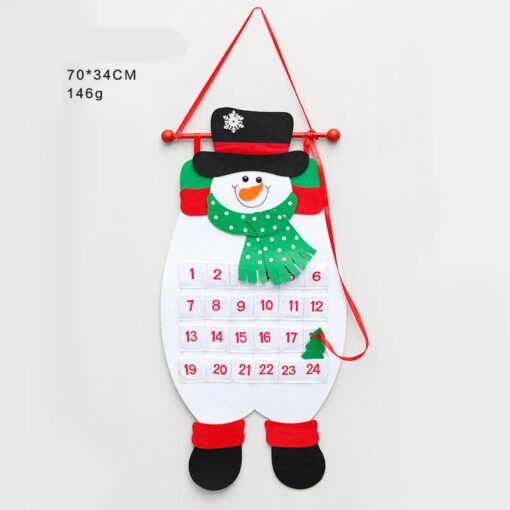 Elosung Snowman Advent Calendar with 24 Pockets – image 1