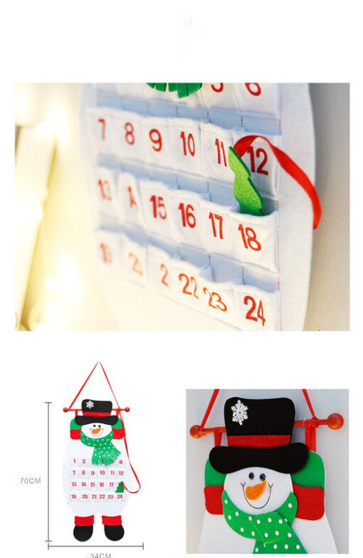 Elosung Snowman Advent Calendar with 24 Pockets – image 3