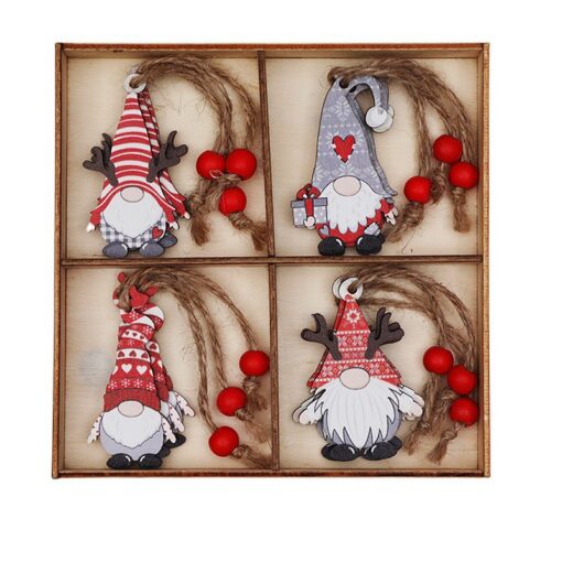V888-ELOSUNG11097-206499-00.jpg Elosung Wooden Christmas Gnome Ornaments, Set of 12 – image 1