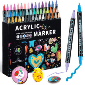 Elosung Dual Tip Acrylic Markers, 48 Colours – image 1