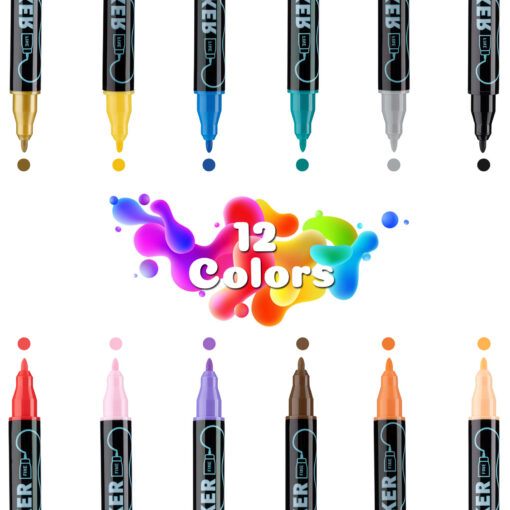 Elosung Dual Tip Acrylic Markers, 48 Colours – image 2