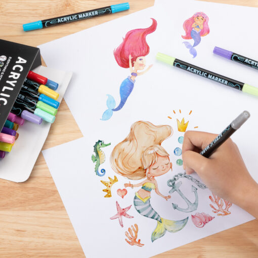 Elosung Dual Tip Acrylic Markers, 48 Colours – image 4